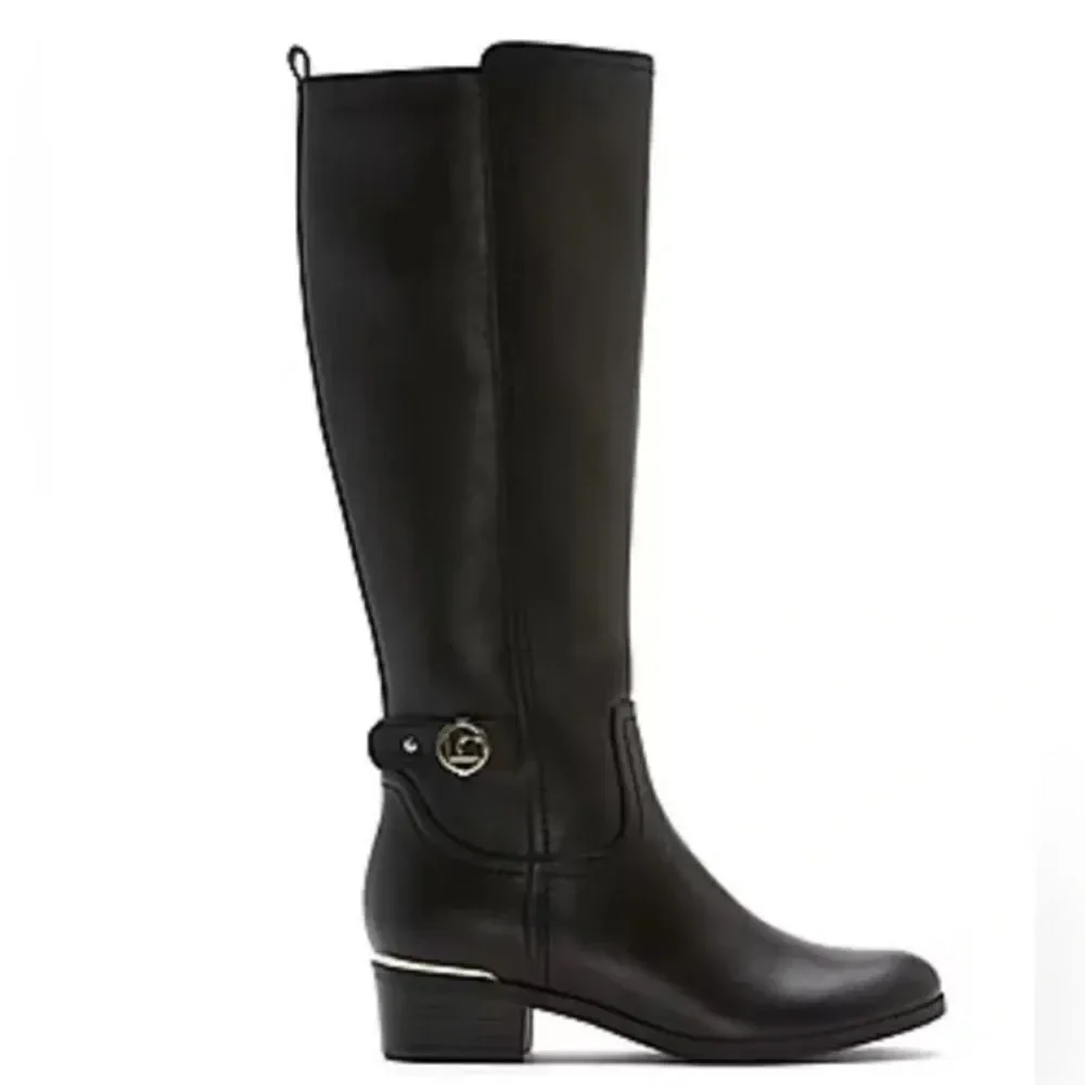 Liz Claiborne Womens Tinley Block Heel Riding Boots Black (WIDE CALF) (WIDE)